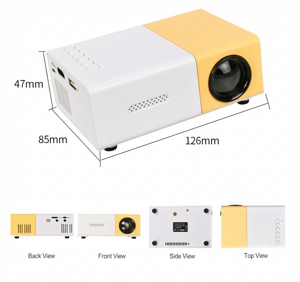 Mini Proyector | LumoBeam | 3000 Lúmenes | Portátil y Eficiente Energéticamente | HDMI y USB
