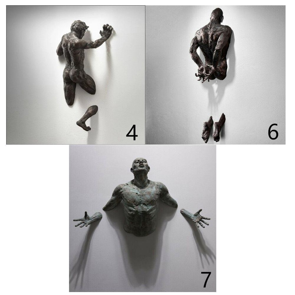 Lisslune | Adorno de Resina de Cobre Artificial Figura Abstracta Arte de Pared Escalador Estatua Escultura 3D a Través de la Pared