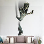 Adorno de Resina de Cobre Artificial Figura Abstracta Arte de Pared Escalador Estatua Escultura 3D a Través de la Pared
