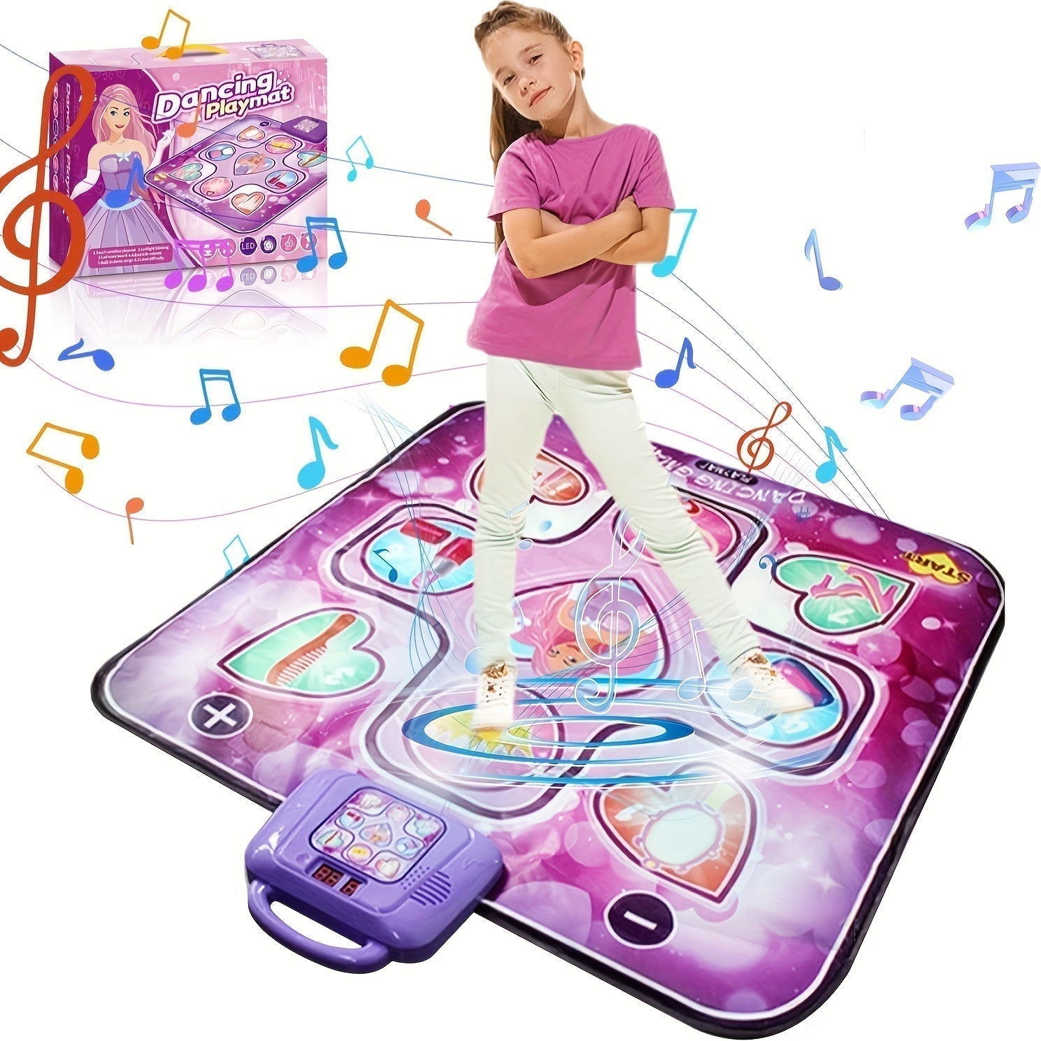 Alfombra de Baile Interactiva para Niñas Rosa con Función de Puntuación – Alfombra Musical para Diversión Rítmica