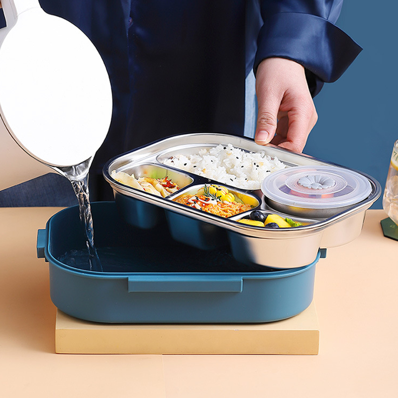 Caja Bento Aislada de Acero Inoxidable para Niños con Compartimentos – Amarillo, Verde, Rosa, Azul