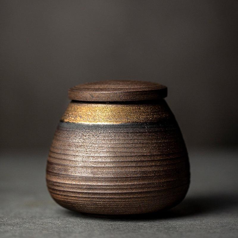 Tarro de Almacenamiento Sellado de Cerámica Japonesa Hecho a Mano Wabi-Sabi