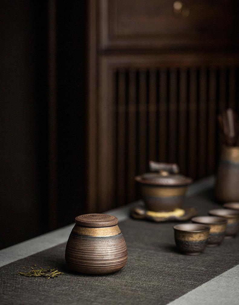 Tarro de Almacenamiento Sellado de Cerámica Japonesa Hecho a Mano Wabi-Sabi