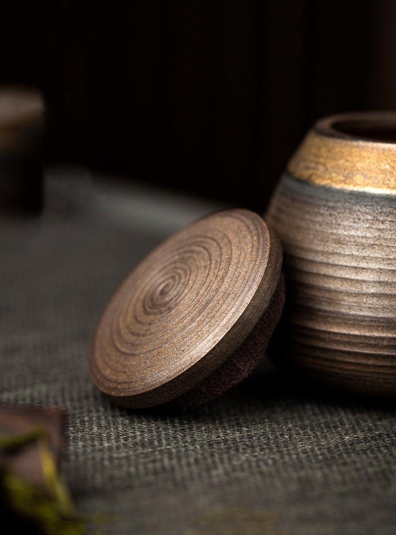 Tarro de Almacenamiento Sellado de Cerámica Japonesa Hecho a Mano Wabi-Sabi