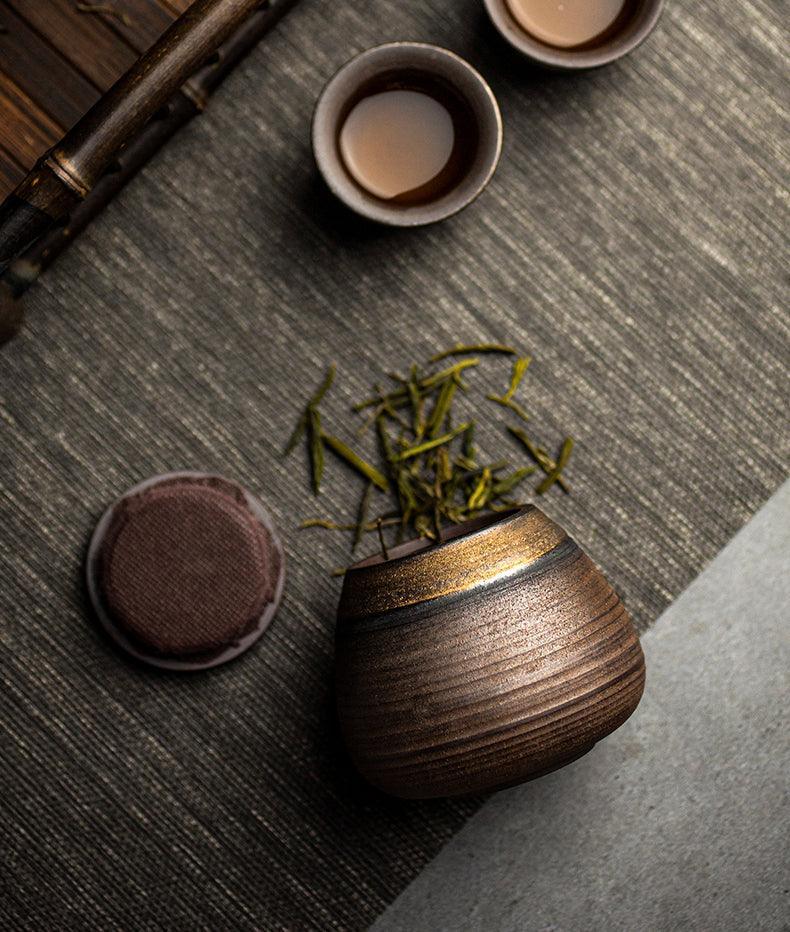 Tarro de Almacenamiento Sellado de Cerámica Japonesa Hecho a Mano Wabi-Sabi