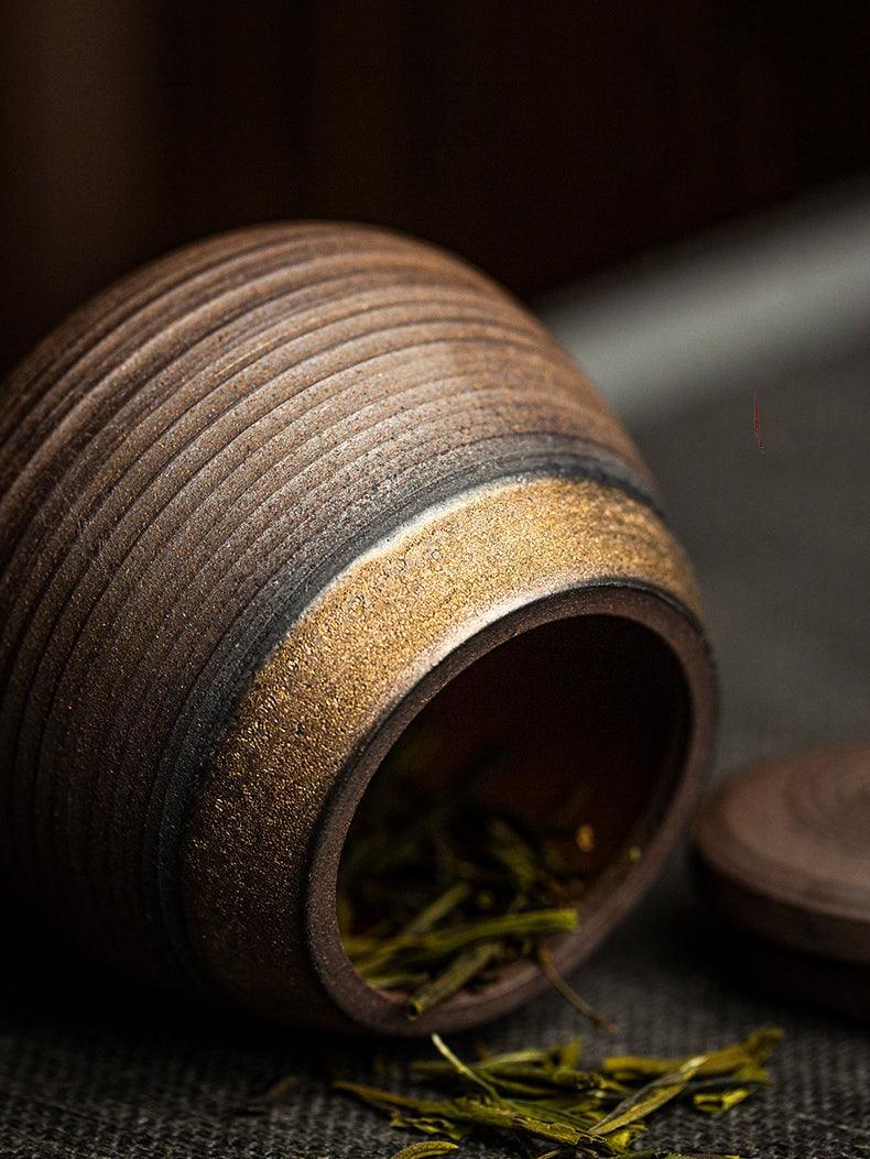Tarro de Almacenamiento Sellado de Cerámica Japonesa Hecho a Mano Wabi-Sabi