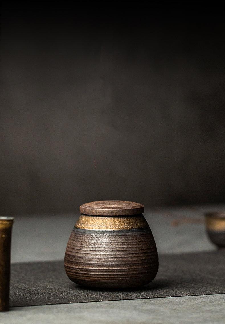Tarro de Almacenamiento Sellado de Cerámica Japonesa Hecho a Mano Wabi-Sabi