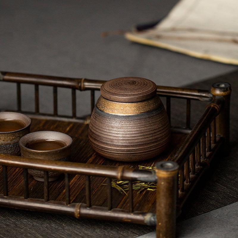 Tarro de Almacenamiento Sellado de Cerámica Japonesa Hecho a Mano Wabi-Sabi