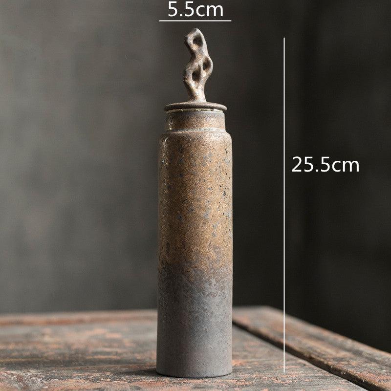Caddy de Té de Cerámica Japonesa Hecho a Mano Wabi-Sabi de Gres