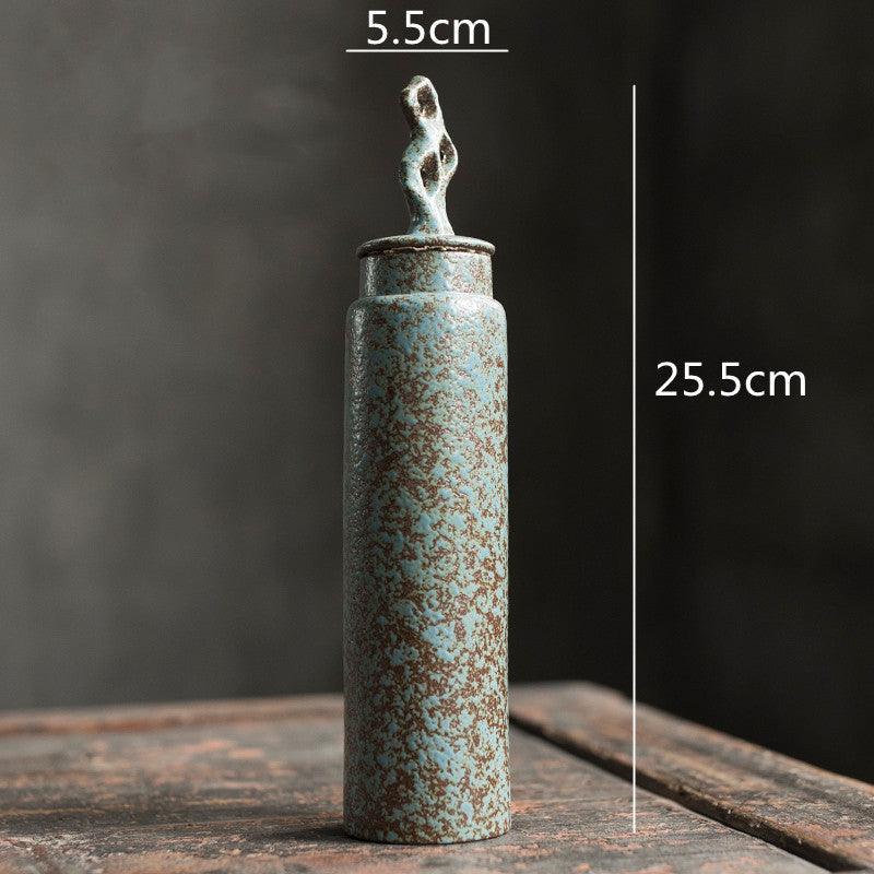 Caddy de Té de Cerámica Japonesa Hecho a Mano Wabi-Sabi de Gres