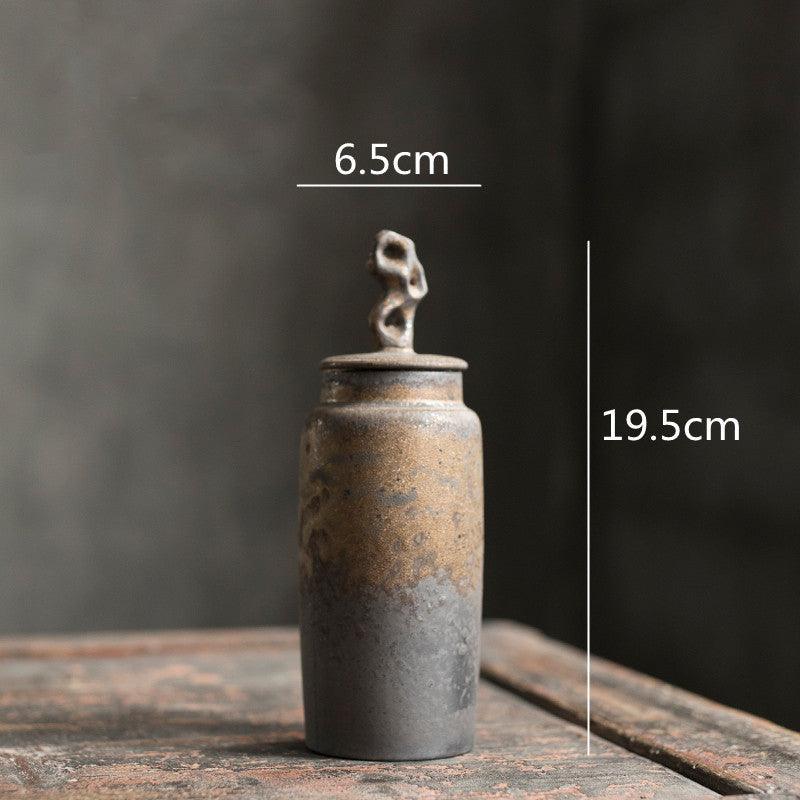 Caddy de Té de Cerámica Japonesa Hecho a Mano Wabi-Sabi de Gres