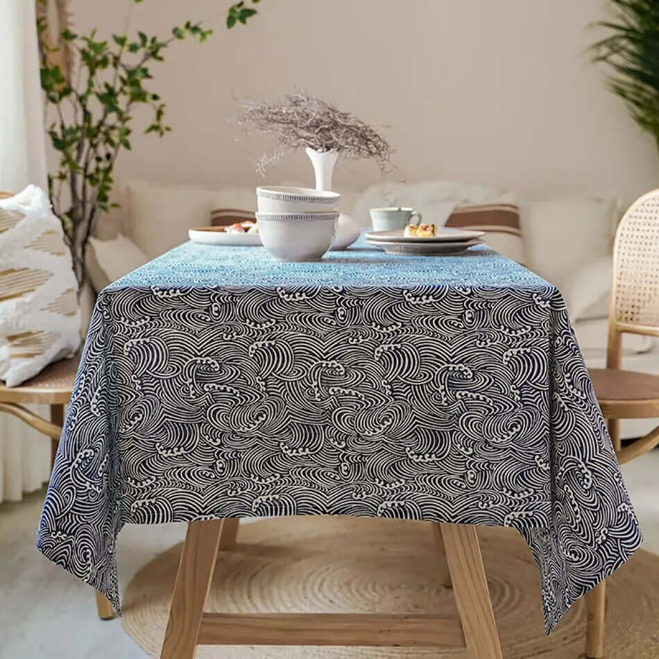 Mantel de lino estilo japonés