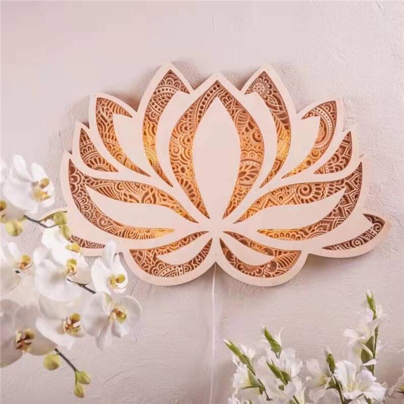 LotusGlow - Lámpara de Pared Mandala Espiritual de Loto para una Atmosfera Pacífica