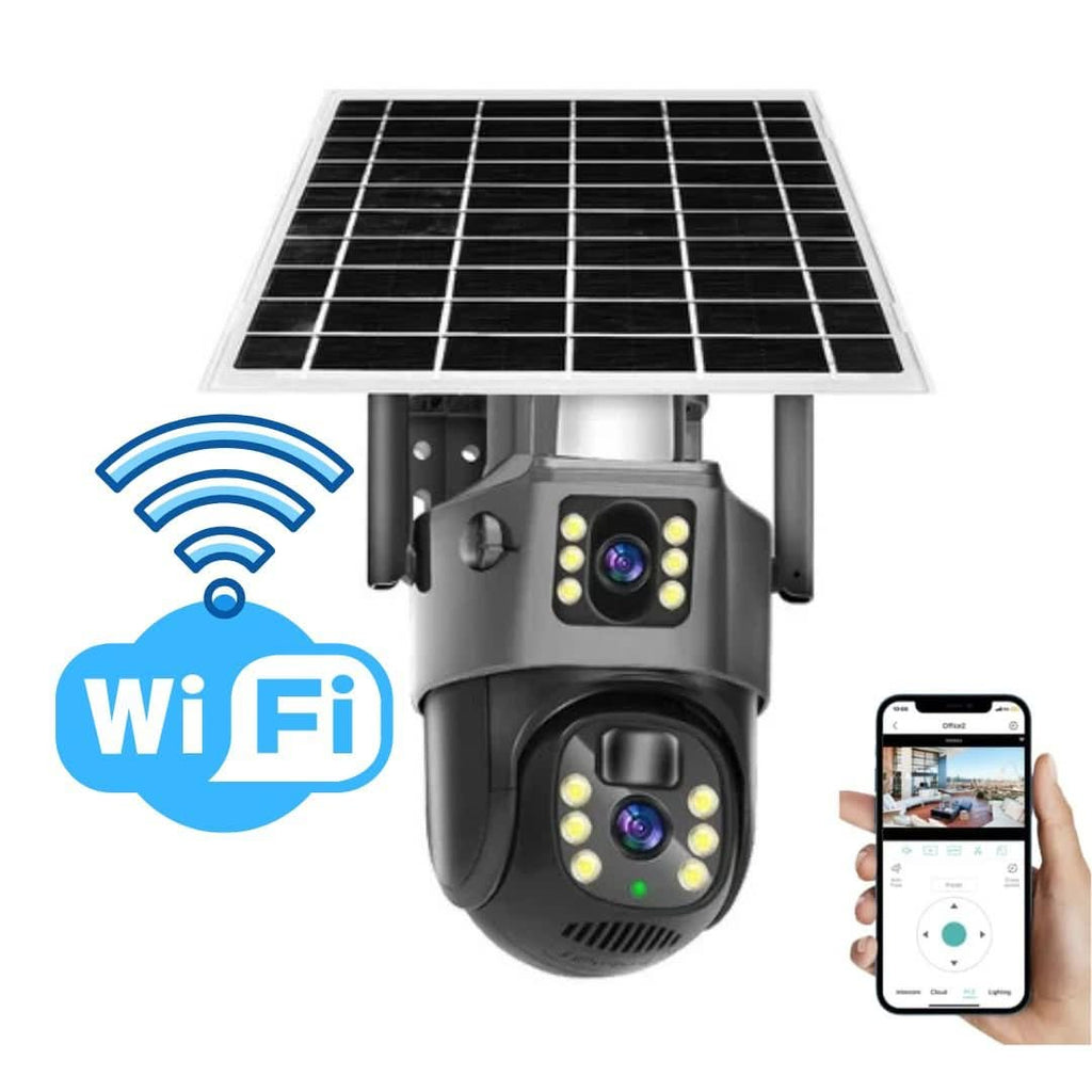 CÁMARA DUALGUARD – Cámara de seguridad inalámbrica 4K con panel solar y visión panorámica de 360°