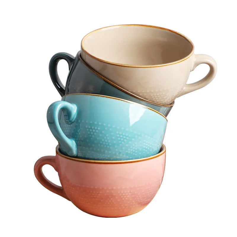 Taza Cerámica de Alta Capacidad y Diseño Colorido