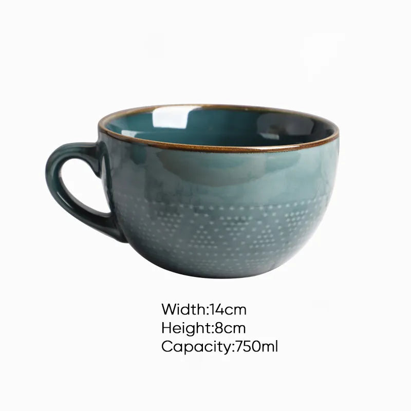Taza Cerámica de Alta Capacidad y Diseño Colorido