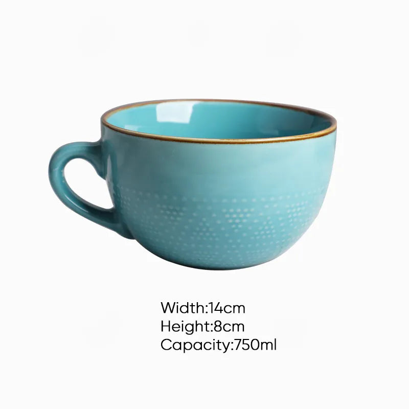 Taza Cerámica de Alta Capacidad y Diseño Colorido