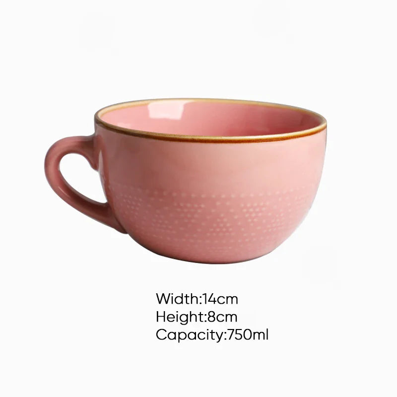 Taza Cerámica de Alta Capacidad y Diseño Colorido