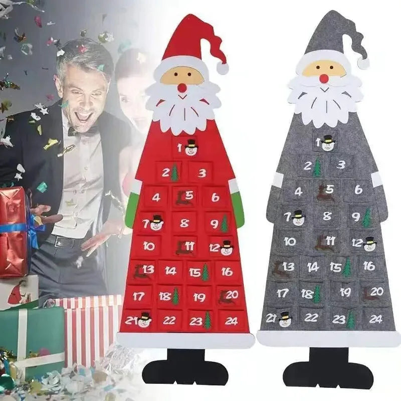 Calendario de Adviento de Fieltro de Santa con 24 Bolsillos para Niños - Decoración Colorida para las Fiestas