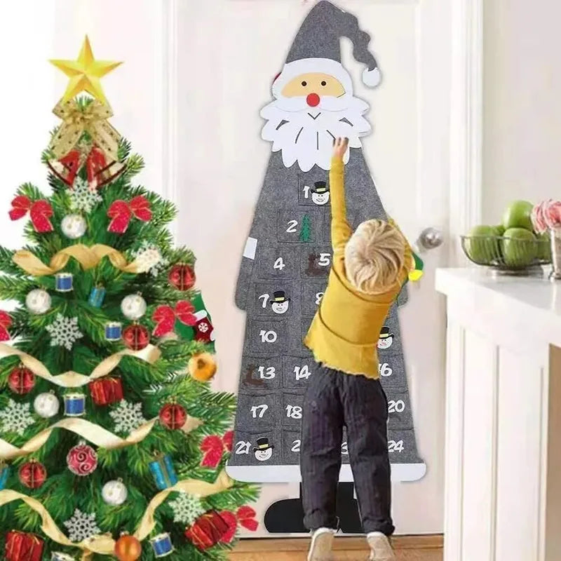 Calendario de Adviento de Fieltro de Santa con 24 Bolsillos para Niños - Decoración Colorida para las Fiestas