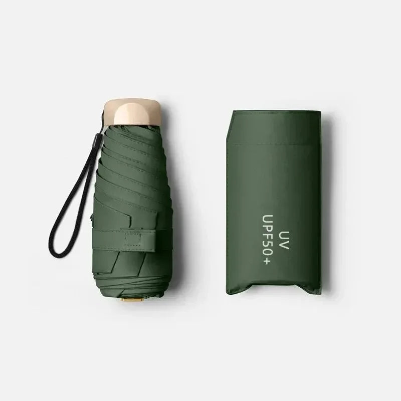 Paraguas Plegable Solar y de Lluvia, Ligero de Vinilo, Protección UV e Impermeabilidad, Ideal para Viajes