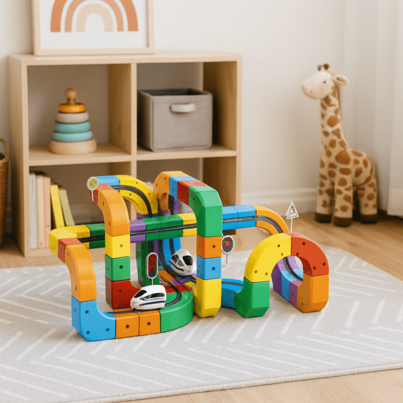 Set de Construcción de Ferrocarriles 3D para Niños con Locomotora Recargable