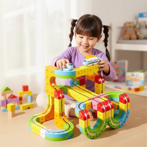 Set de Construcción de Ferrocarriles 3D para Niños con Locomotora Recargable