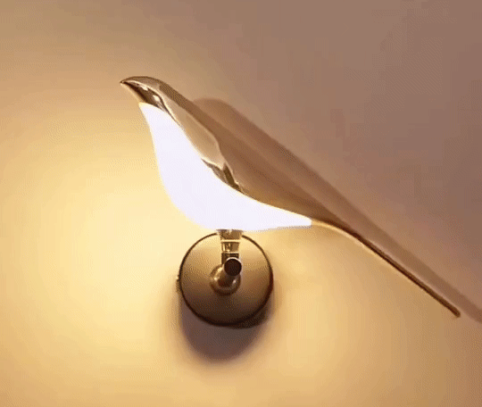 Aplique LED con un diseño excepcional de pájaro dorado y cálida iluminación ambiental – aplique moderno para la decoración de interiores