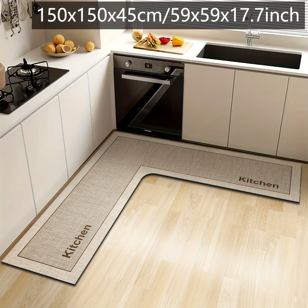 Alfombra de Cocina en Forma de L con Fondo Antideslizante