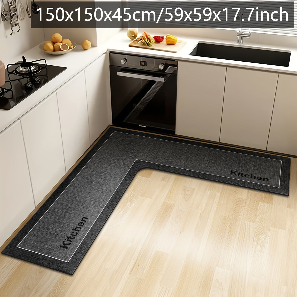Alfombra de Cocina en Forma de L con Fondo Antideslizante