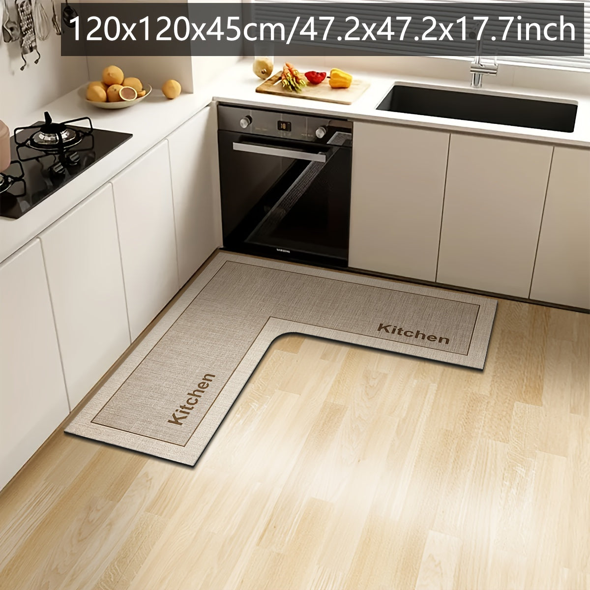 Alfombra de Cocina en Forma de L con Fondo Antideslizante