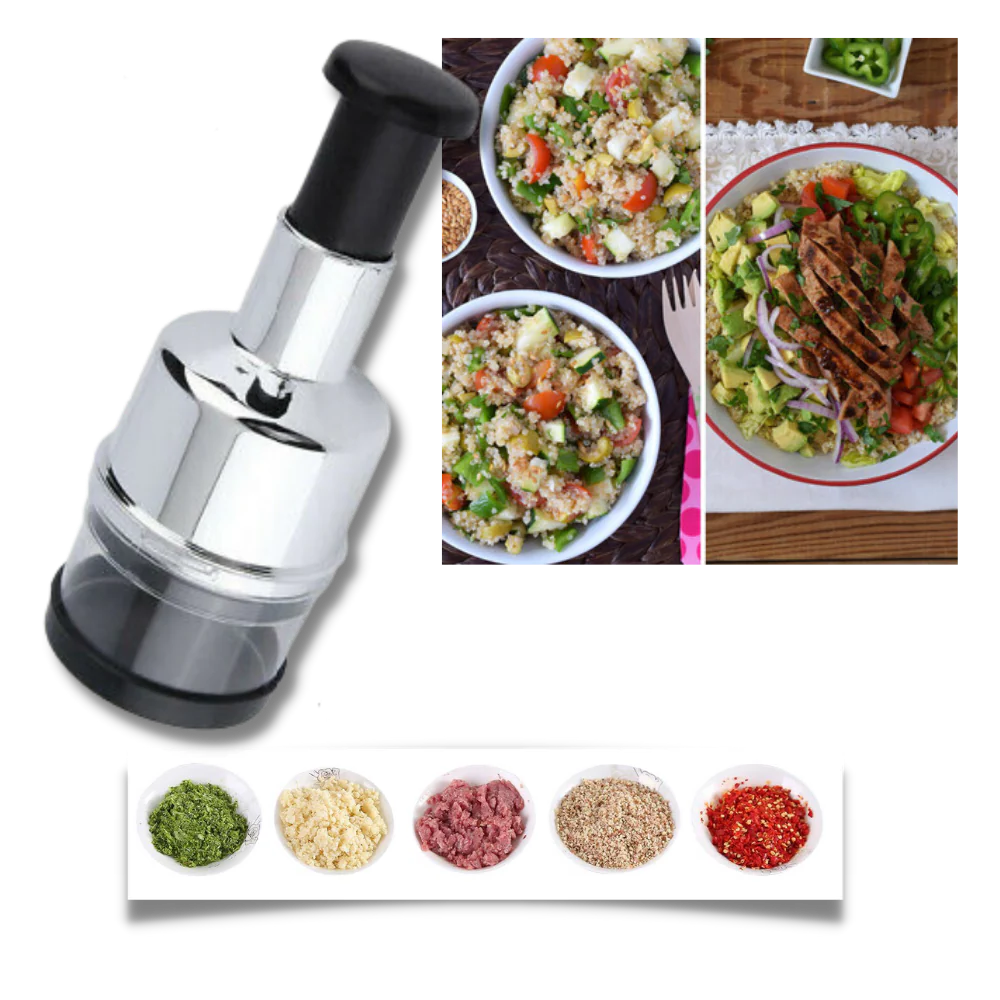Picadora compacta de verduras y ajo de acero inoxidable para una cocina eficiente