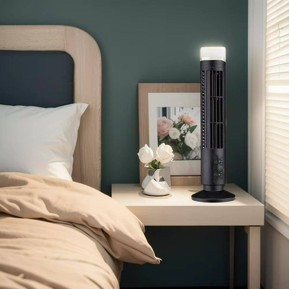 Ventilador de torre compacto – diseño moderno sin aspas para seguridad y funcionamiento silencioso – ideal para un toque de frescura estiloso y moderno en tu interior