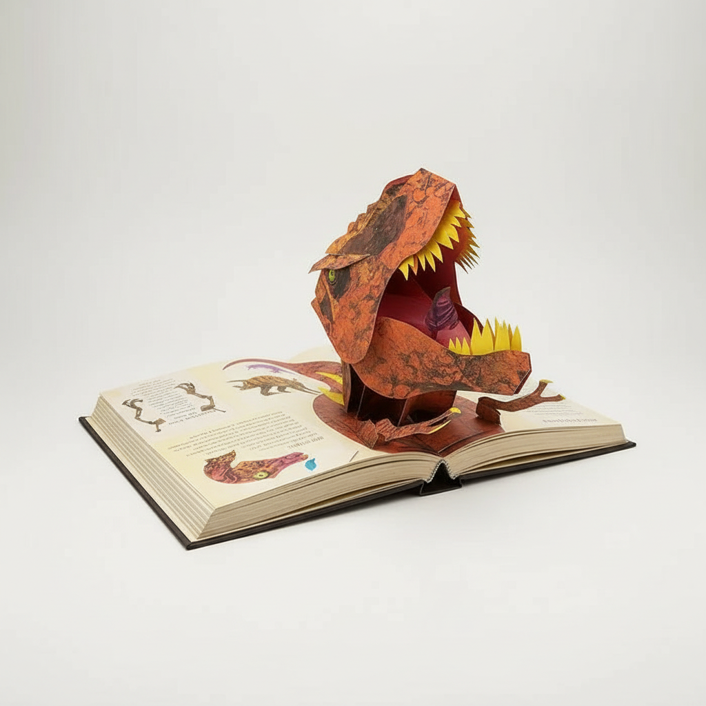 Libro 3D Pop-Up sobre dinosaurios para niños con escenas interactivas – una aventura educativa cautivadora con ilustraciones a todo color
