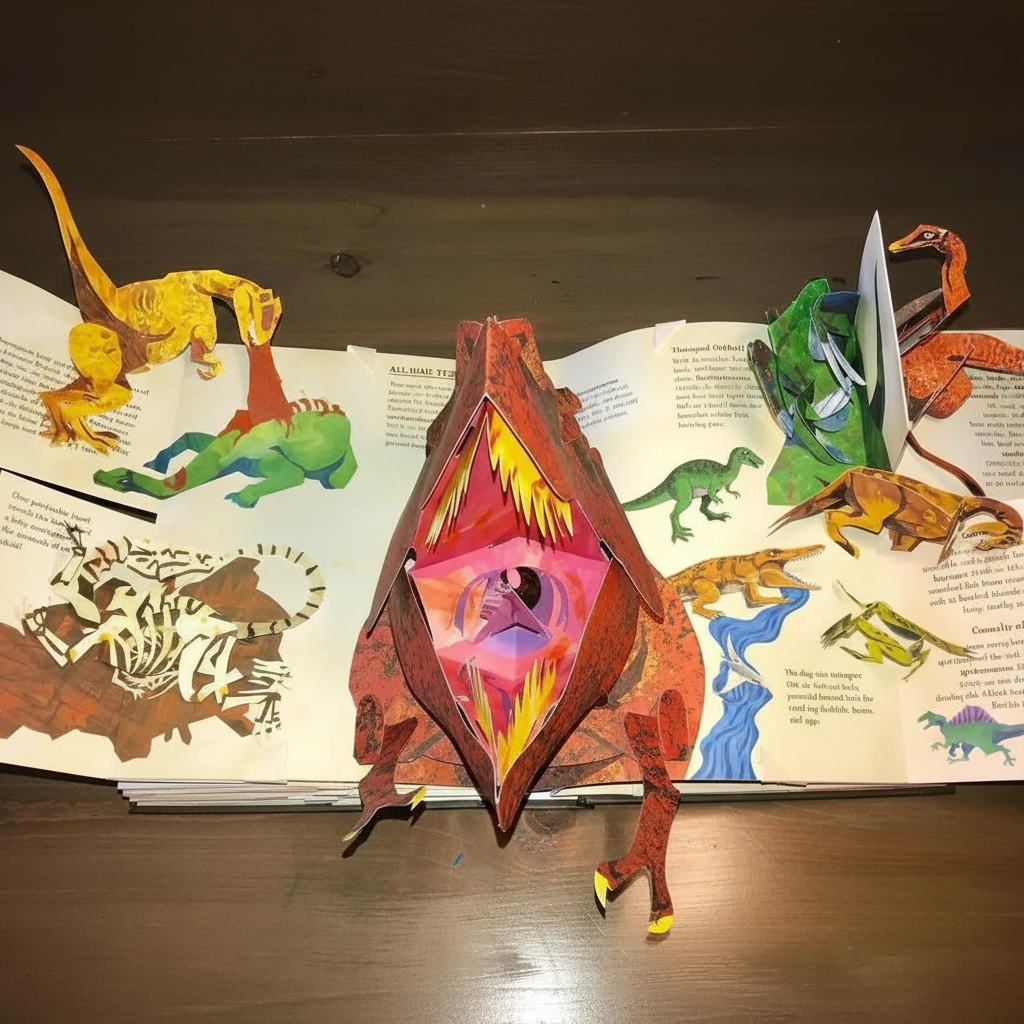 Libro 3D Pop-Up sobre dinosaurios para niños con escenas interactivas – una aventura educativa cautivadora con ilustraciones a todo color