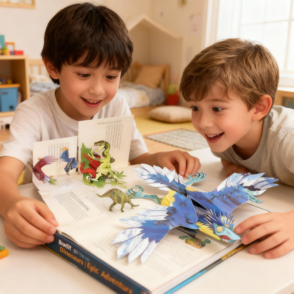 Libro 3D Pop-Up sobre dinosaurios para niños con escenas interactivas – una aventura educativa cautivadora con ilustraciones a todo color