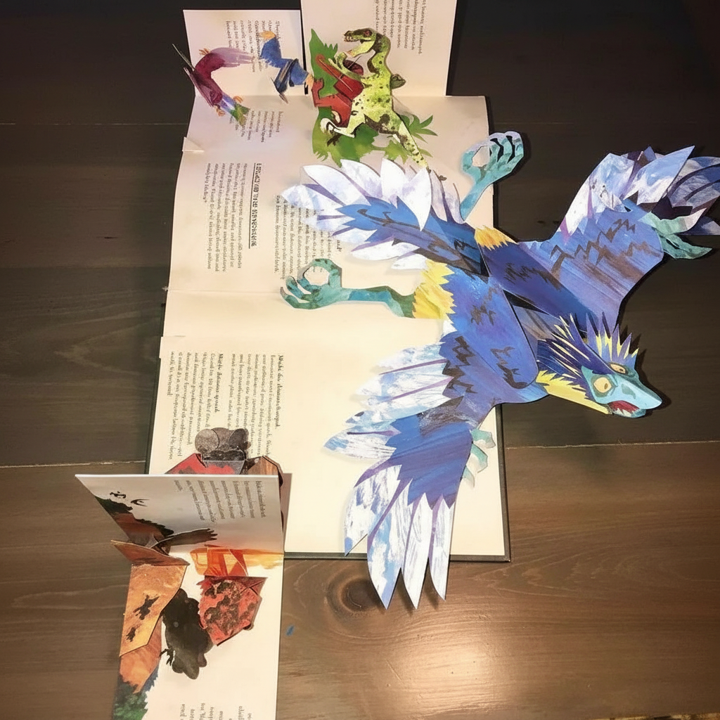 Libro 3D Pop-Up sobre dinosaurios para niños con escenas interactivas – una aventura educativa cautivadora con ilustraciones a todo color
