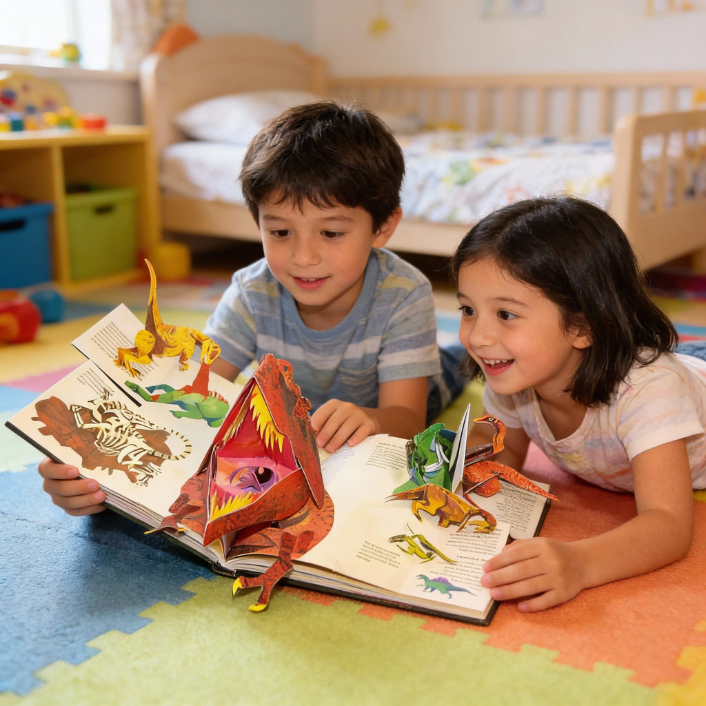 Libro 3D Pop-Up sobre dinosaurios para niños con escenas interactivas – una aventura educativa cautivadora con ilustraciones a todo color