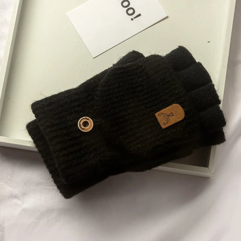 WARMTOUCH – Guantes de dedo parcial de invierno con función táctil y diseño de punto suave