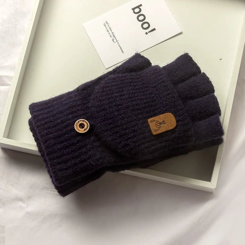 WARMTOUCH – Guantes de dedo parcial de invierno con función táctil y diseño de punto suave
