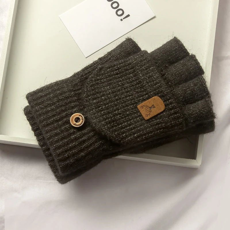 WARMTOUCH – Guantes de dedo parcial de invierno con función táctil y diseño de punto suave