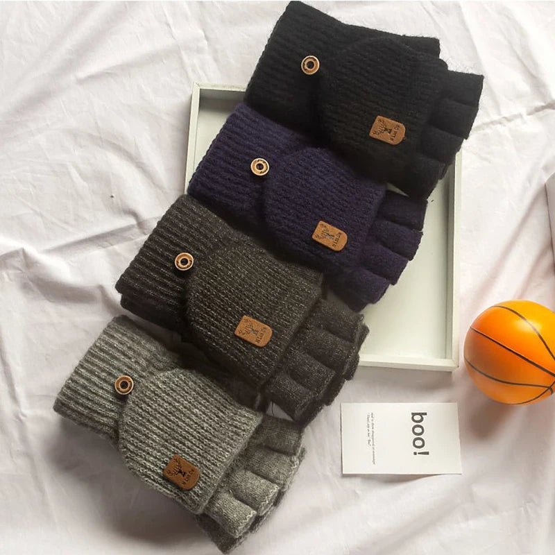 WARMTOUCH – Guantes de dedo parcial de invierno con función táctil y diseño de punto suave