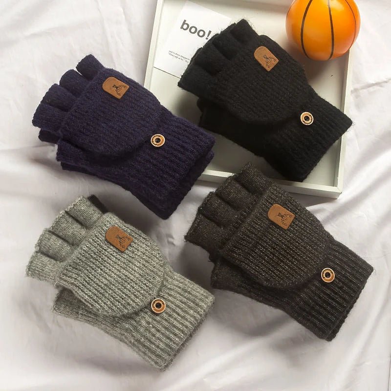 WARMTOUCH – Guantes de dedo parcial de invierno con función táctil y diseño de punto suave