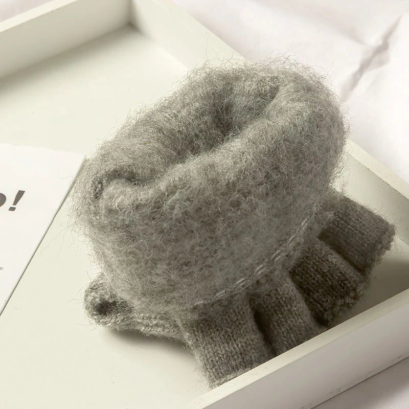 WARMTOUCH – Guantes de dedo parcial de invierno con función táctil y diseño de punto suave