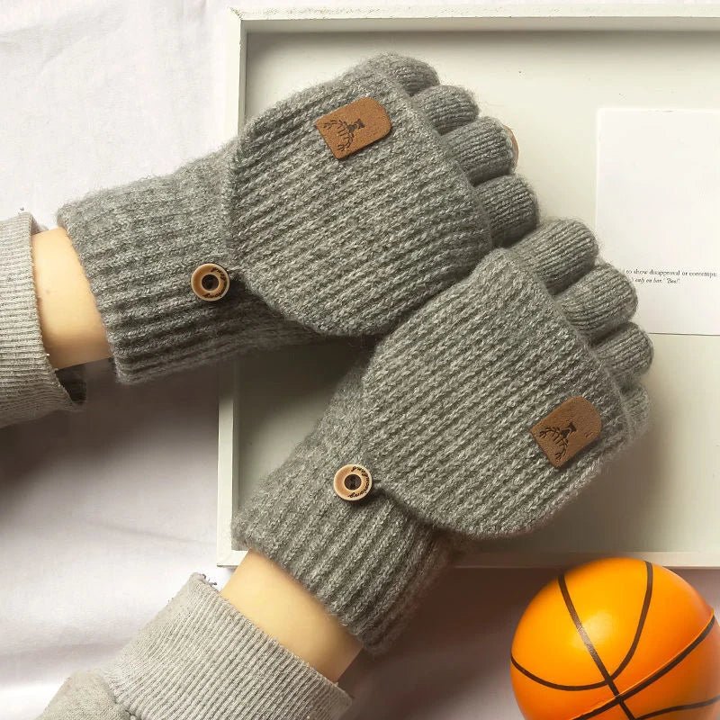 WARMTOUCH – Guantes de dedo parcial de invierno con función táctil y diseño de punto suave