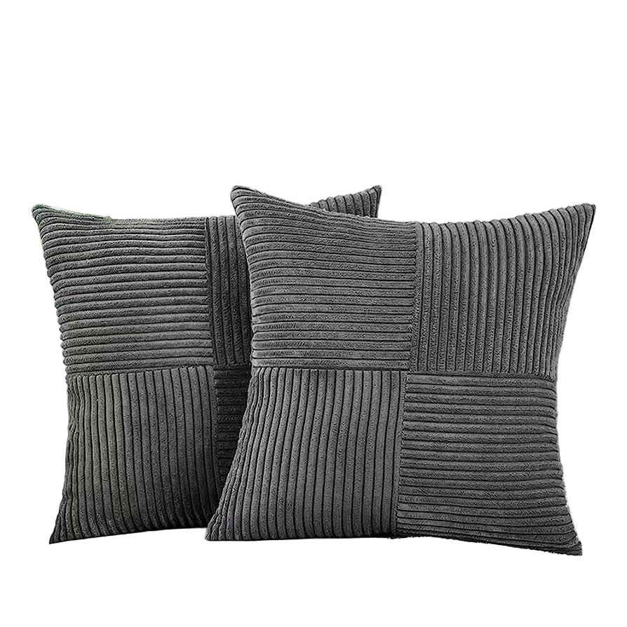 Juego de Fundas de Cojín de Dos 45x45 Textura de Corduroy para Cojines en el Sofá