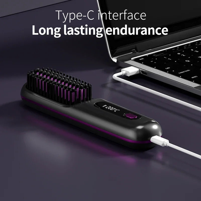Estilizador de Cabello Inalámbrico para Mujeres con Pantalla LCD y Calentamiento Cerámico