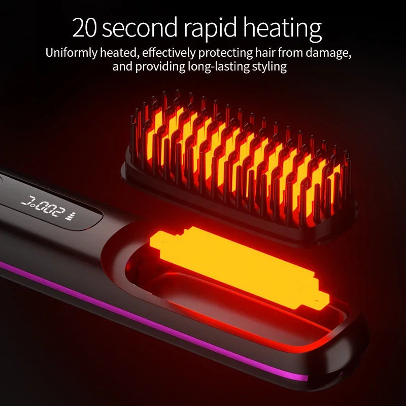 Estilizador de Cabello Inalámbrico para Mujeres con Pantalla LCD y Calentamiento Cerámico
