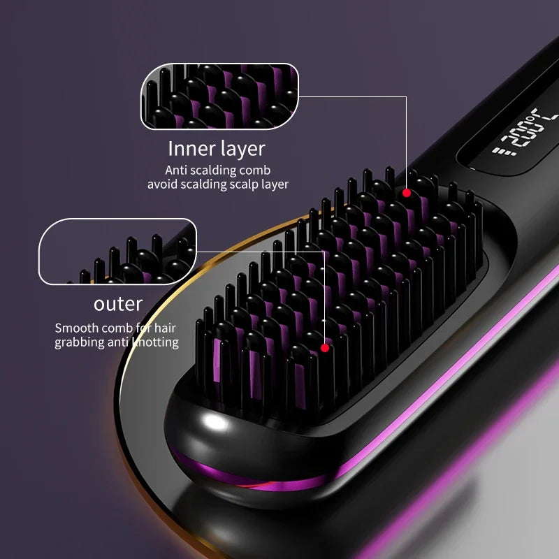 Estilizador de Cabello Inalámbrico para Mujeres con Pantalla LCD y Calentamiento Cerámico