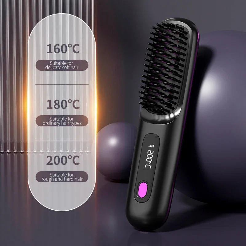 Estilizador de Cabello Inalámbrico para Mujeres con Pantalla LCD y Calentamiento Cerámico